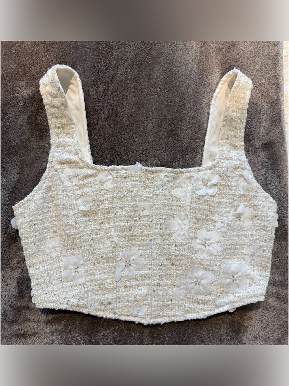 Altar'd State White Floral Crop Top